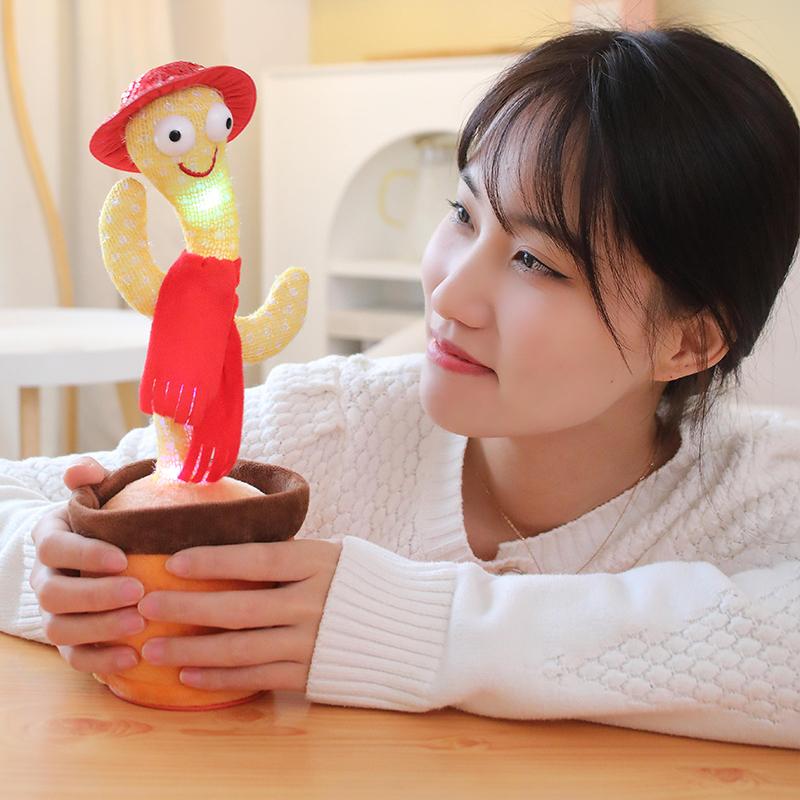 33cm Cactus Plush Toy Dancing Talking Cactus Lifelike Toy Plush Glowing Cactus Doll Decoration Christmas Gift Collection