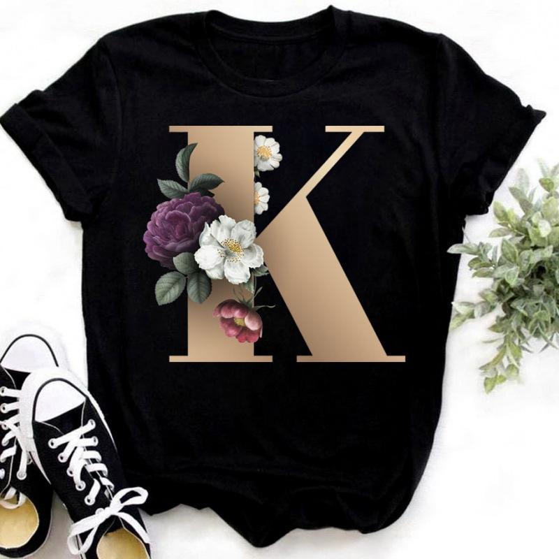 Summer Women's Fashionable Simple Floral Letter Printed Pure Cotton Short Sleeved Women's T-Shirts Women’s