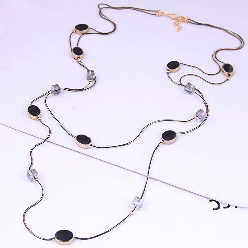 Two-tone Copper Chain Oil Drop Necklace Long Sweater Chain Autumn and Winter Female Hundred with New Clothes Accessories