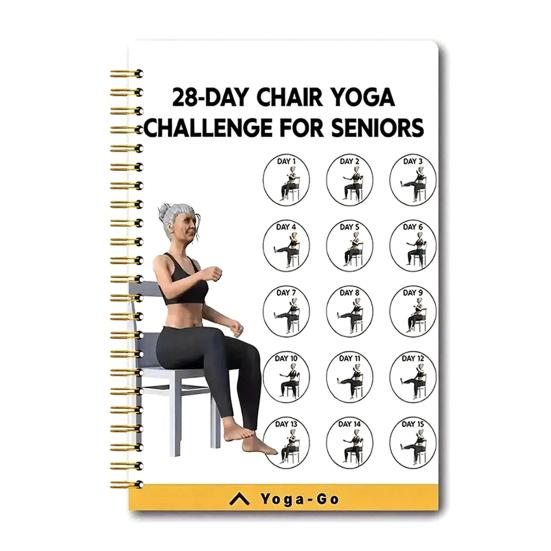 28-Day Chair Yoga Challenge Spiral Notebook Thick Paper Fitness Planner for Seniors Beginners Versatile Gift for Home Office School