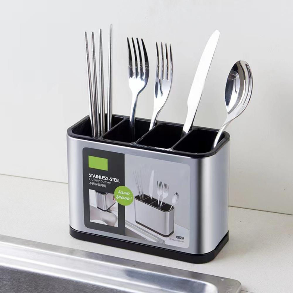 Multifunctional Kitchen Utensil Holder Stainless Steel Spoon Fork Chopstick Holder