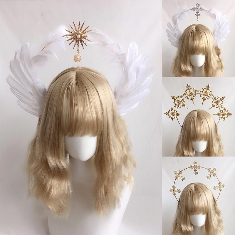 1 комплект Halo Crown Angel Feather Wings головной убор Halo Goddess головной убор KC головной убор аксессуары для головных уборов Готическая Лолита