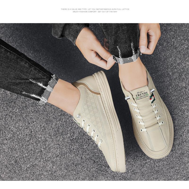 Comfortable Fashion Men's Shoes Summer Breathable Sports Small White Plate Shoes Men's White Shoes Casual White Leather Shoes Match Shoes