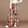 Women's Casual Fashion Christmas Print Elastic Waist Loose Plush Wide Leg Pants