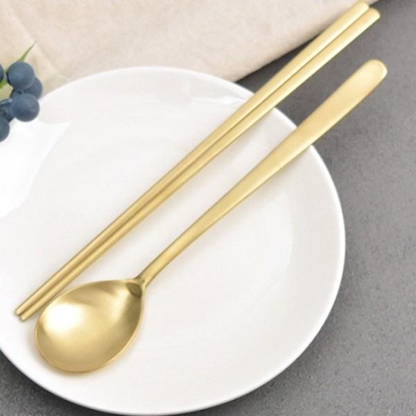 Willive Domestic Stainless Steel Cutlery Set, Titanium, Spoon + Chopsticks, 2 Sets, Korean Popular Tableware