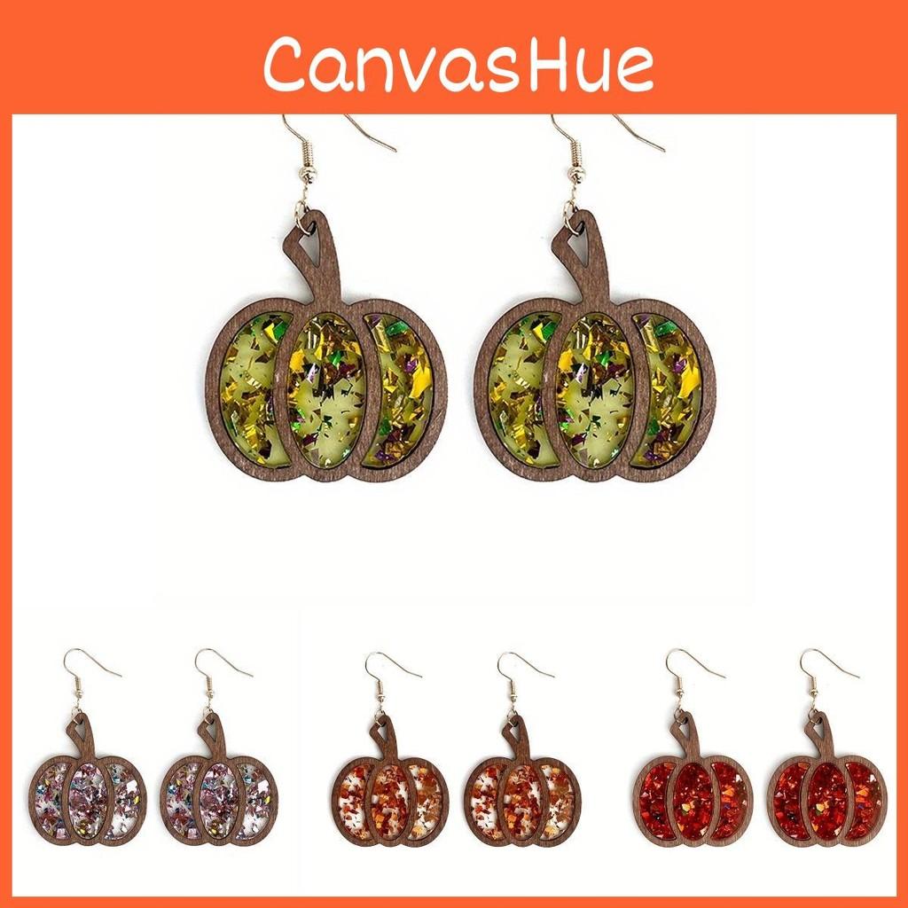 Красочные серьги-тыквы, привлекающие внимание, деревянные праздничные украшения для осенних торжеств