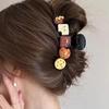 Women Hair Claw Cartoon Biscuits Decor Anti-slip Teeth Strong Grip Hair Clip Large Size Back Head Hair Clamp