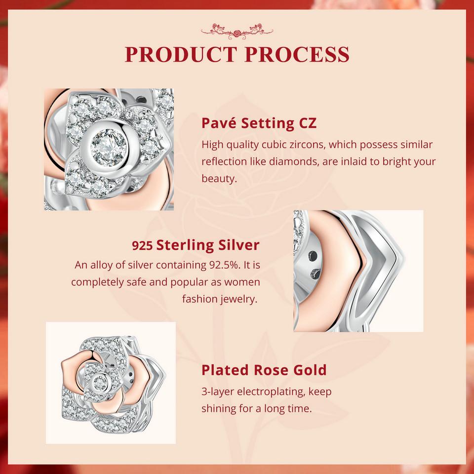 Bamoer Rose Gold Tree of Life Love Hreat Charm Beads for Women Jewelry Making 925 Sterling Silver Charm for Original Bracelet