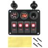 LED Rocker Switch Panel Interior Accessories Digital Voltmeter Aluminum Panel Dual USB Port 4 Gang Waterproof for Car RV Camper Caravans