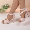 Summer Fish Mouth Fashion Chunky Sandals Women's Medium with A Line Buckle 100 Network Red Casual Women's High Heels