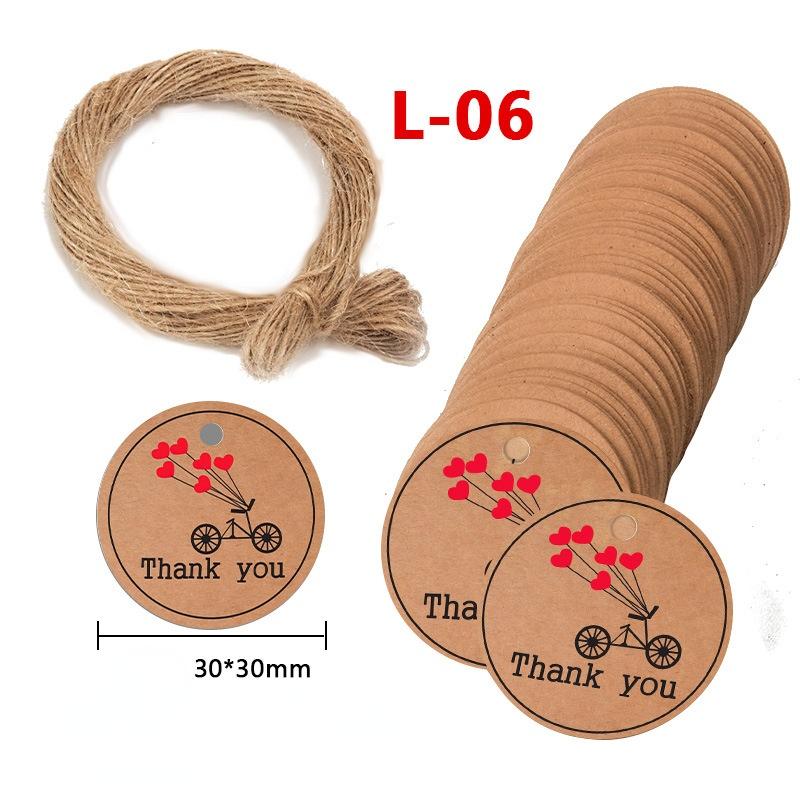 About 50PCS Kraft Paper Tags DIY Handmade/Thank You Multi Style Crafts Hang Tag With Rope Labels Gift Wrapping Supplies Wedding Favors