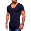 Men's Short Sleeve V Neck T Shirt Casual Slim Fit Solid Muscle Tee Tops Blouse