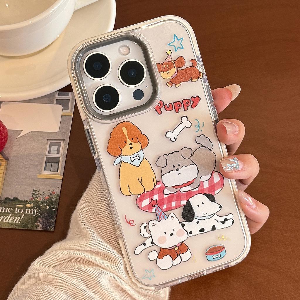 Personalized Cartoon Puppy Illustration Suitable for Apple 16 Mobile Phone Case 14 Transparent IPhone 15 Promax Anti Fall 11 Soft