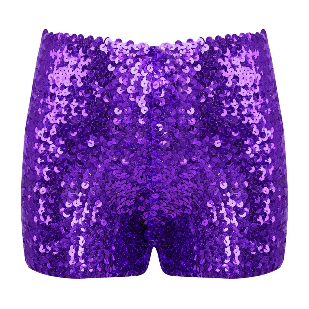 Kids Boys Girls Sparkle Sequins Dance Shorts High Waist Gymnastic Jazzz Hip Hop Dance Performance Dance Shorts