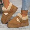 New Autumn Winter Women Plush Snow Boots Shallow Buckle Thick Bottom Warm Boots Big Size 43 Suede Fur Flat Platform Cotton Shoes
