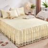 Three Layer Gauze Lace Bed Cover Seasonal Universal Bedding Bedspread Solid Color Ruffled Edge Dustproof and Anti Slip Bedspread