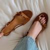Vintage Line with Flat Sandals Design Sense Open Toe Slippers Casual Holiday Beach Shoes Light Single Shoes Luxury Sandals