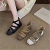 Amano Retro Cross Heightening Ballet Shoes Women's 2025 New Square Head Flats Sandals Mary Jane Single Shoes