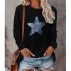 2025 Autumn & Winter Women's New Casual Crew Neck Long Sleeve Top 3D Pentagram Pattern