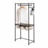 Doshisha Luminous Noir Clothes Rack, Black, 80cm Wide, Casters, Drawers, S-Hooks, Pole, and Seat, Large Capacity Wardrobe Storage, Sturdy, U-Shaped Ba