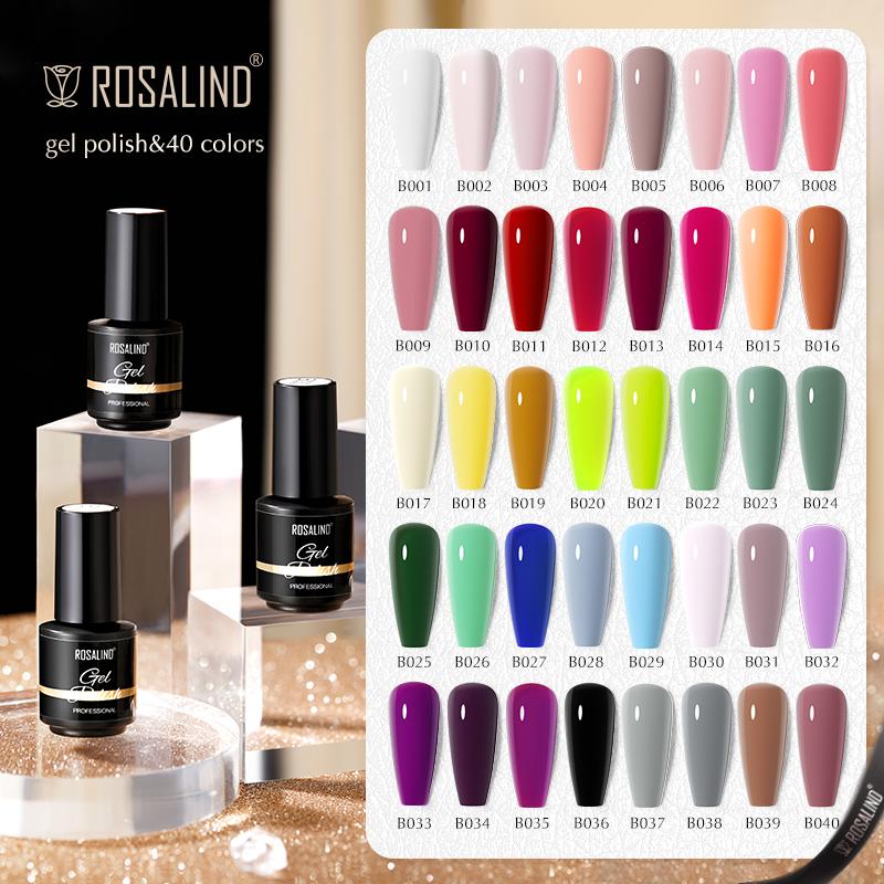 ROSALIND Colorful Nail Gel Polish Hybrid Gel Polish for Nail Art Design Soak Off Base Top Coat UV/LED Lamp Nail Enhancement 40 Colors