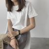 Women's Loose White Round Neck Short-Sleeve T-Shirt - Simple, Trendy, and Slim Fit