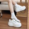 Velcro Big Head Platform Bread Shoes Women's 2024 Spring and Autumn New College Style Sports Leisure Height Increase White Shoes
