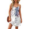 Fashion Women Summer Dress Vintage Floral Print Adjustable Spaghetti Straps Beach Vacation Casual Dress With Pockets
