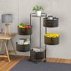 Rotating Fruit Basket 3//4/5Metal Sturdy Kitchen Storage Rack Shelf Carts No Assembly On Rolling Wheels for Fruit Vegetable Grocery Corns Potato Onion