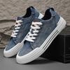 New Blue Cowboy Men Shoes Comfort Vulcanized Shoes Men's Skateboard Shoes Lace-Up Canvas Shoes Male Skate Sneakers