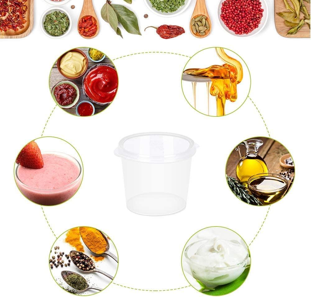 50Pcs Small Plastic Sauce Cups Food Storage Containers Clear Boxes with Lid