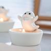 White Candle Holder Tealight Candlestick Crafts Cute Ceramic for Holiday