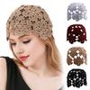 Women Knitting Hat Hollow Crochet Flower Pattern Breathable Handcrafted Hat Outdoor Work Street Wear