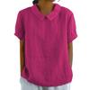 Womens Casual Peter Pan Collar Blouse Summer Loose Cotton Blouse Linen Tops Solid Color Short Sleeve Casual Ladies Breathable Shirt