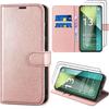 Case - E.F.Connection - for Xiaomi Redmi Note 13 Pro 5G - Shockproof - PU Leather - Pink - with 2 Tempered Glasses
