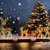Metal Lighted Christmas Deer Decoration Light Up Reindeer Figurine with Wooden Base