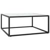 VidaXL Coffee Table Black with White Marble Glass 80x80x35 Cm