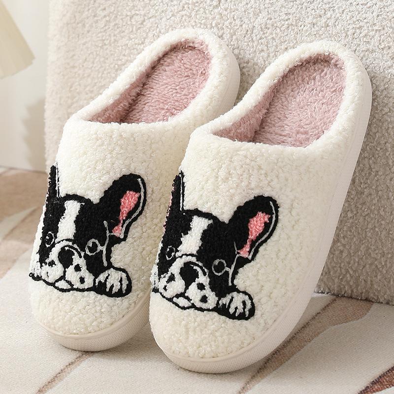 New Autumn and Winter Male and Female Couples Cute Cartoon Puppy Cotton Slippers Home Indoor Non-slip Cotton Slippers