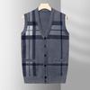Cardigan Sweater Vest Men's Fall Warm Slim Sweater Dad Vest Coat Men's Bottoming Shirt