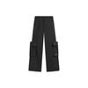 Li Ning Sports Lifestyle Series Solid Color Loose Straight Leg Knit Sports Pants Women Pants Black AYKU670-2