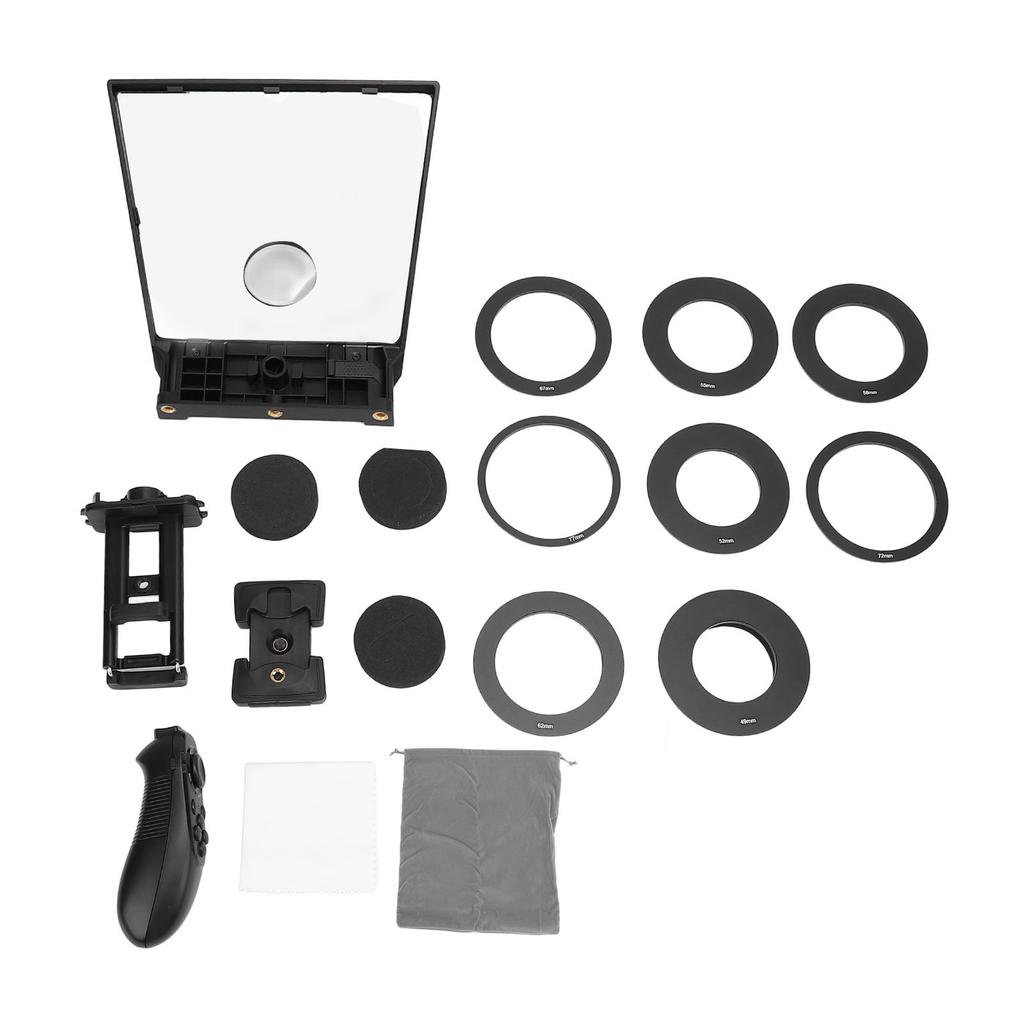 TP2A 8in Teleprompter for Tablet Smartphone Teleprompter with APP Remote Control Lens Adapter Rings 