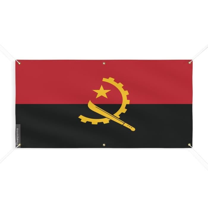 Bannière Drapeau De l'Angola 6 Oeillets 70x140cm En Polyester