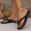 New Summer Fashion Casual Bow Women's Slippers Sexy Solid Color Flat Bottom Open Toe Flip Flop Sandals NO:5588-1
