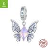Vintage Magic Butterfly Diy Bracelet Necklace Pendant, Purple Elegant S925 Sterling Silver Beaded
