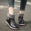 All Season Black Rain Booties Non-slip Rubber Water Shoes for Women Designer Faux Zipper Rainboots Shoes Female Jelly Rainshoes
