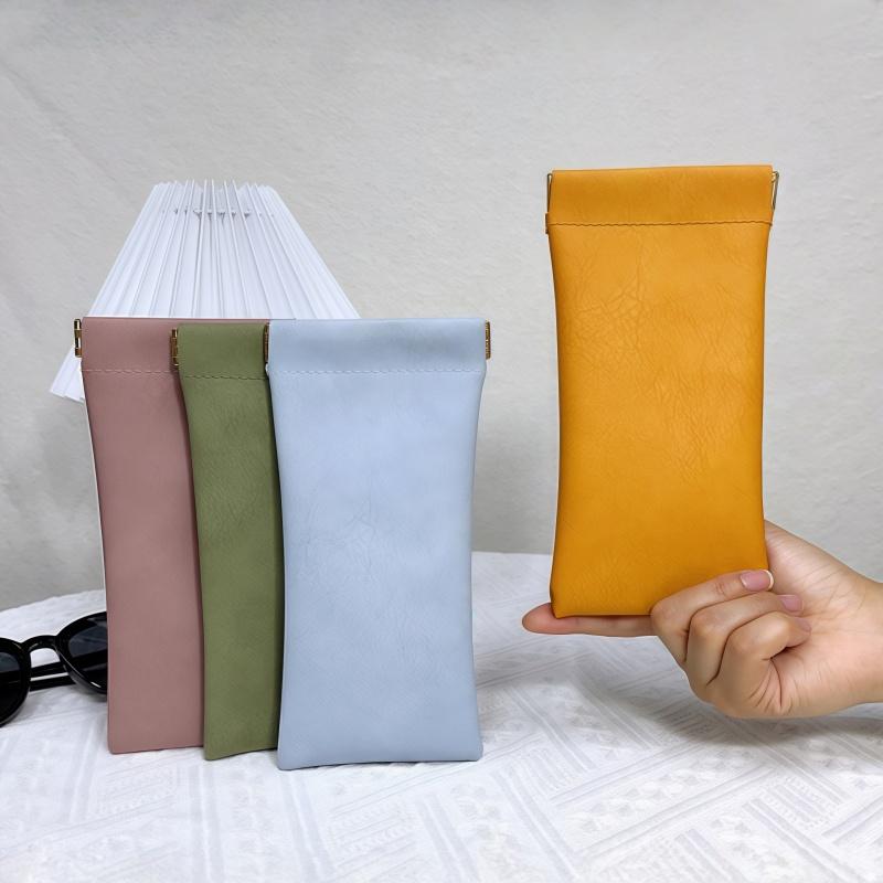 Portable Sunglasses Storage Bag Glasses Pouch Automatic Closing Storage Bag PU Leather Anti-pressure Glasses Organizer Cover