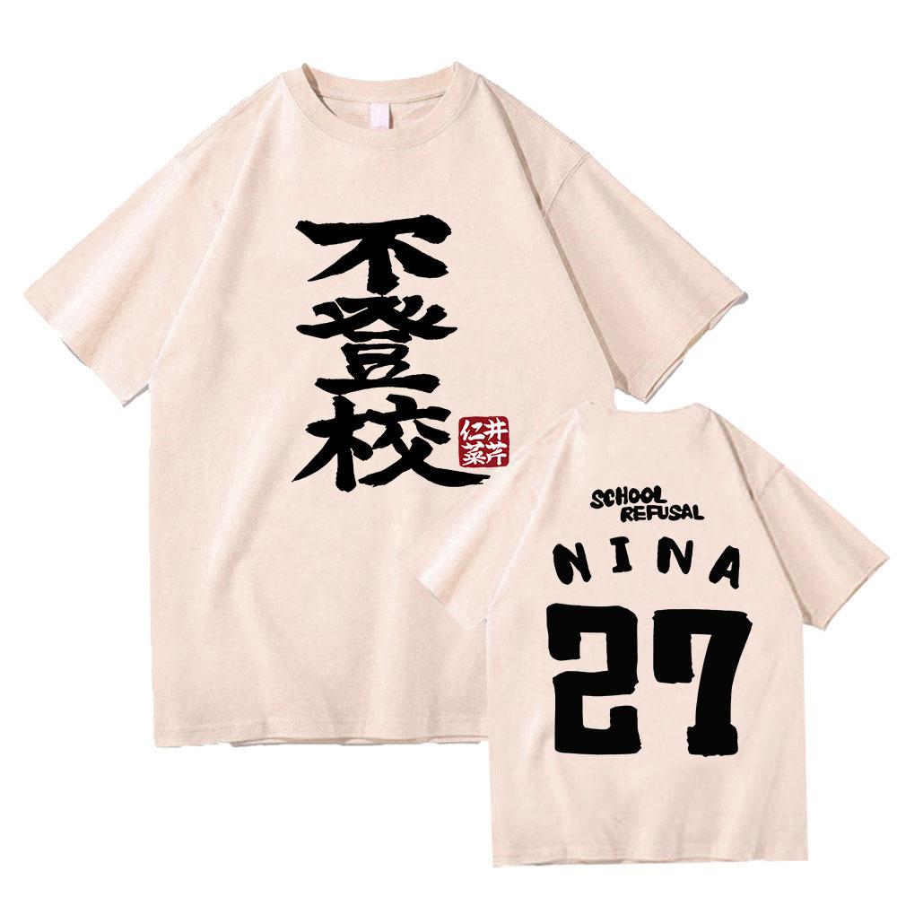 Nina Iseri Graphic T-shirt Japan Anime Girls Band Cry Tee-shirt Casual Cotton High Quality Tshirt Ropa Mujer Manga Cartoon Print