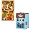 moin moin Dollhouse Miniature Handmade Kit Set Freely Arranged and Stacked Colorful City of and Rabbit Light Blue Blue LED Light with Removable Front