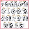 925 Original Sterling Silver Design Alphabet Zircon Beads Fit 925 Bracelet Key Chain Making Jewelry For Woman