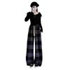 Retro Plaid Pants Women's Pants Spring High-end Loose and Thin Straight Pants Drape Casual Wide-leg Trousers